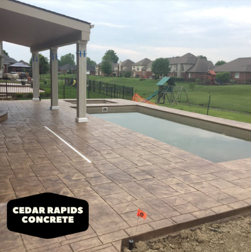 professional concrete pool deck in progress