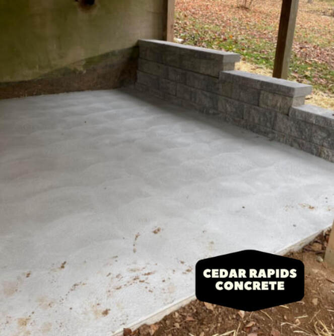 professional concrete patio in progress